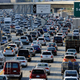Traffic comes to a stand still on the northbound and the southbound lanes of the Interstate 405 freeway near LAX.